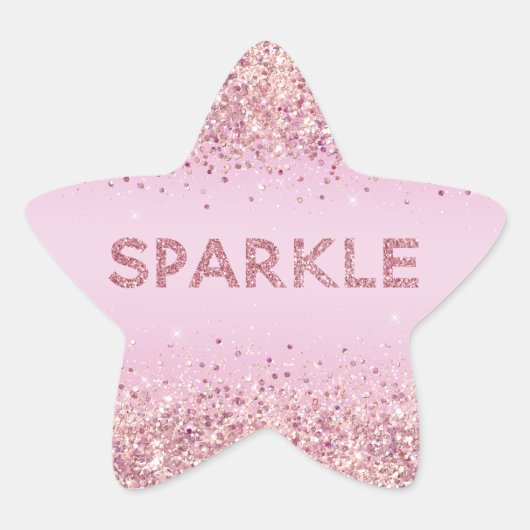 Roze glitzy Glitter Sparkle Ster Sticker (Voorkant)