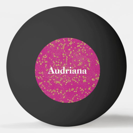 Roze Glitzy Gold Sparkle Confetti Stippen Pingpongballen (Voorkant)