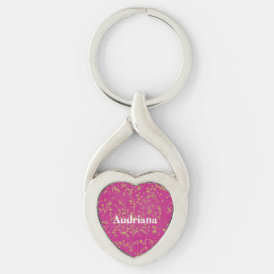 Roze Glitzy Gouden Glitter Confetti Stippen Sleutelhanger