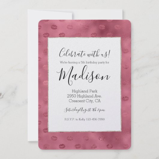 Roze Glitzy Lips Kaart (Voorkant)