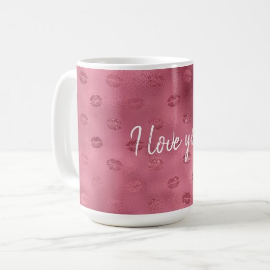 Roze Glitzy Lips Koffiemok (Voorkant links)