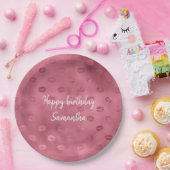 Roze Glitzy Lips Papieren Bordje (Feest)