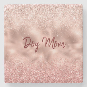 Roze Glitzy Schitter Glitter Hond Moeder Stenen Onderzetter