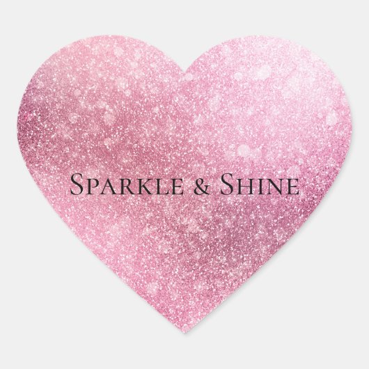 Roze Glitzy Sparkle gepersonaliseerd Hart Sticker (Voorkant)