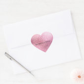 Roze Glitzy Sparkle gepersonaliseerd Hart Sticker (Envelop)