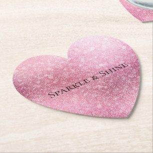 Roze Glitzy Sparkle gepersonaliseerd Kartonnen Onderzetters