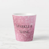 Roze Glitzy Sparkle gepersonaliseerd Latte Mok (Voorkant)