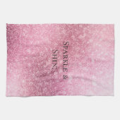 Roze Glitzy Sparkle gepersonaliseerd Theedoek (Horizontaal)