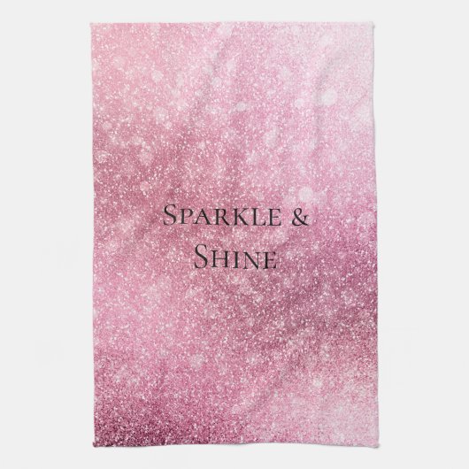 Roze Glitzy Sparkle gepersonaliseerd Theedoek (Verticaal)