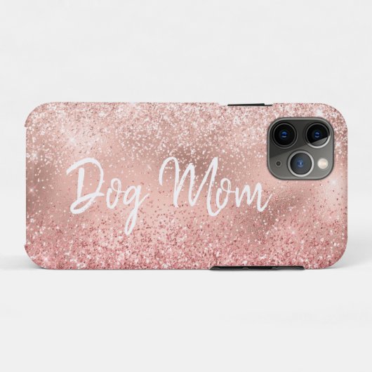 Roze Glitzy Sparkle Glitter Dog Mam Case-Mate iPhone Case (Achterkant (horizontaal))