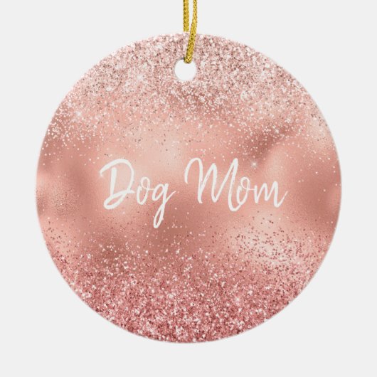 Roze Glitzy Sparkle Glitter Dog Mam Keramisch Ornament (Voorkant)