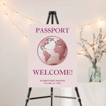 Roze Globe Paspoort Reis Baby Shower