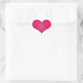 Roze gloeiend hart ronde sticker (Tas)