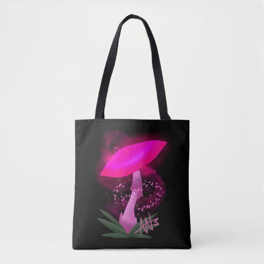 roze gloeiende paddenstoel draagtas (Voorkant)
