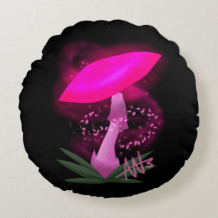  roze gloeiende paddenstoel rond kussen