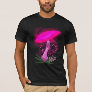 roze gloeiende paddenstoel t-shirt