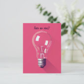 Roze gloeilamp briefkaart (Staand voorkant)