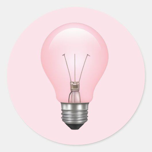 Roze gloeilamp emoji ronde sticker (Voorkant)