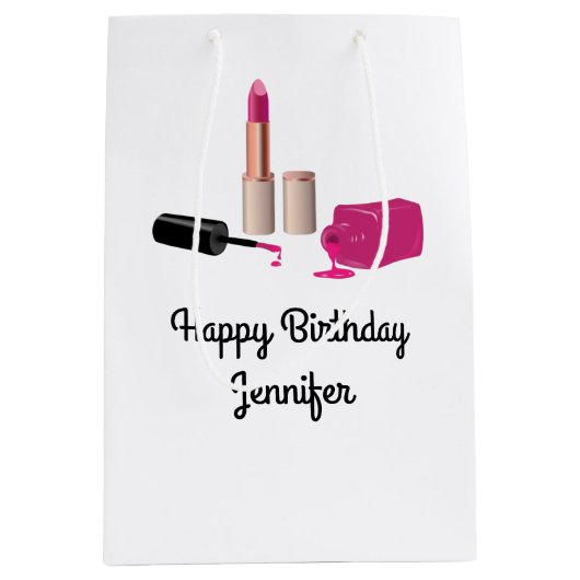 Roze gloeistok en nagelPoolse schoonheid Geëerd Medium Cadeauzakje (Voorkant)