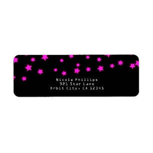 Roze Glowing Stars Verjaardagsfeest Uitnodiging Etiket