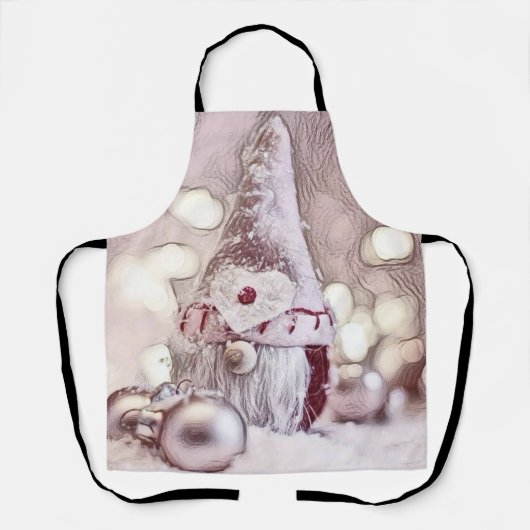 Roze Gnome in de sneeuw waterverf schilderij Schort (Voorkant)