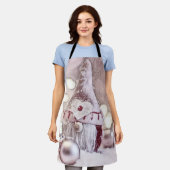 Roze Gnome in de sneeuw waterverf schilderij Schort (Gedragen)