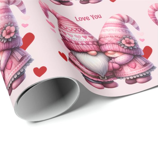 Roze Gnome Valentijn Paar Cadeaupapier (Rol Hoek)