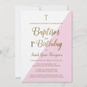 Roze Gold Aangepast virtueel baptisme eerste verja Kaart (Voorkant)