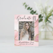 Roze Gold Agate Glitter Afstuderen Foto Afstuderen Briefkaart (Staand voorkant)