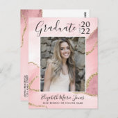 Roze Gold Agate Glitter Afstuderen Foto Afstuderen Briefkaart (Voorkant / Achterkant)