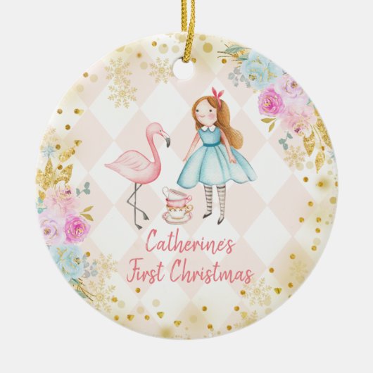 Roze Gold Alice Ceramic Ornament (Voorkant)