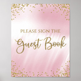 Roze Gold Baby shower Guest Book Table Sign Poster