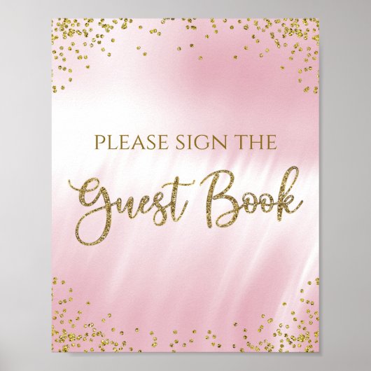Roze Gold Baby shower Guest Book Table Sign Poster