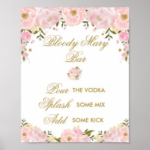 Roze Gold Bloody Mary Bar Wedding Shower Decor Poster