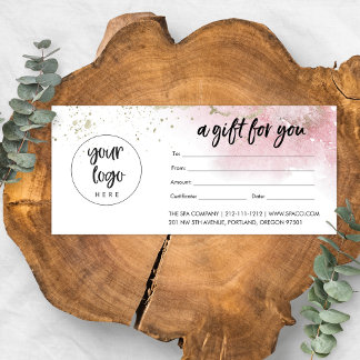 Roze Gold Business Cadeaubon met Logo