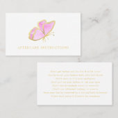 Roze Gold Butterfly Lash Nazorginstructies Visitekaartje (Voorkant / Achterkant)