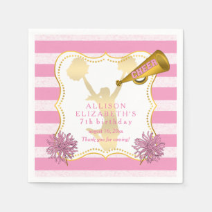 Roze Gold Cheer Cheerleader Girl Birthday Party Servet