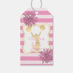 Roze Gold Cheer Cheerleader Teen Birthday Party Cadeaulabel