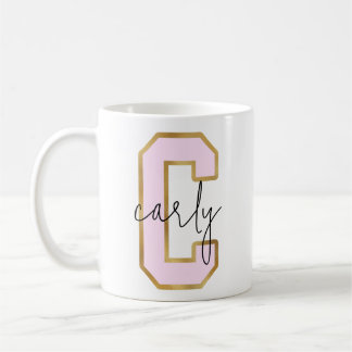 Roze Gold College Varsity Letter Monogram C Koffiemok