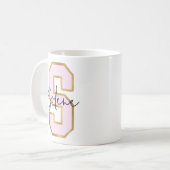 Roze Gold College Varsity Letter Monogram S Koffiemok (Voorkant links)