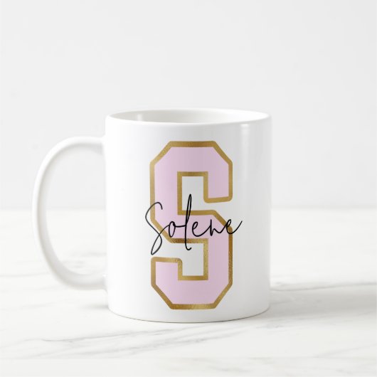 Roze Gold College Varsity Letter Monogram S Koffiemok (Links)