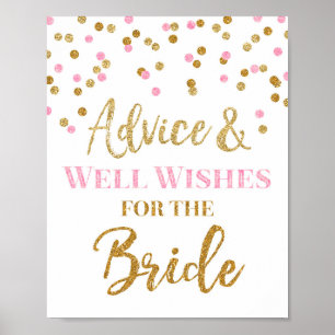 Roze Gold Confetti Advies voor de bride Sign. Poster