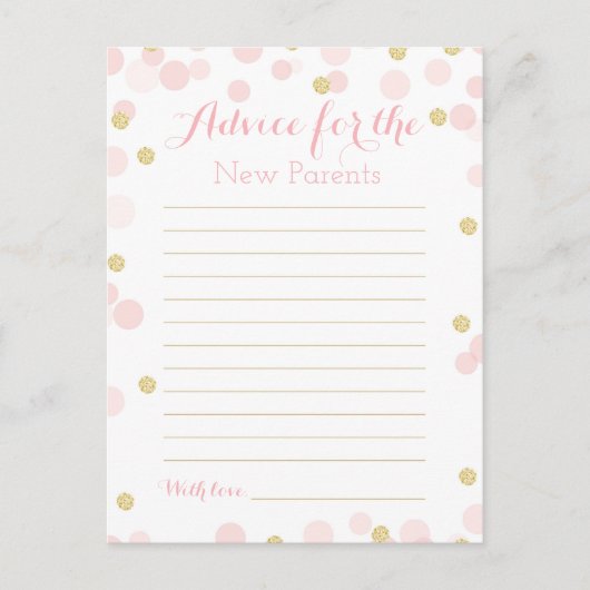 Roze Gold Confetti Baby shower Advies (Voorkant)