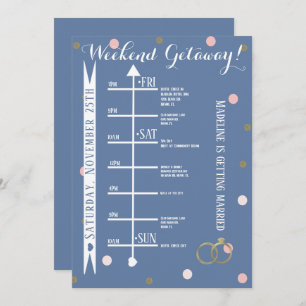 Roze Gold Confetti Bachelorette Weekend Getaway Kaart