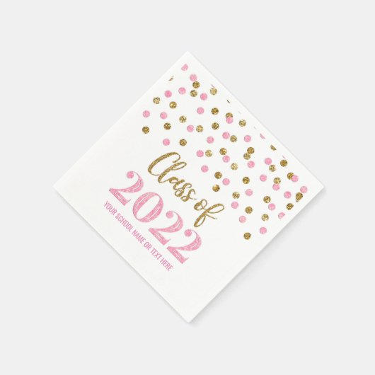 Roze Gold Confetti Klasse 2022 Servet (Hoek)