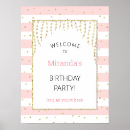 Roze Gold Confetti Welkom Poster