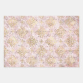 Roze Gold Damask Ephemera Digital Collage Inpakpapier Vel (Voorkant 2)