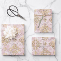 Roze Gold Damask Ephemera Digital Collage