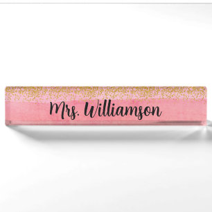 Roze Gold Docent Professional Naambordje