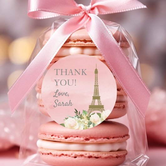 Roze Gold Eiffel Tower, maandag bedankt Ronde Sticker